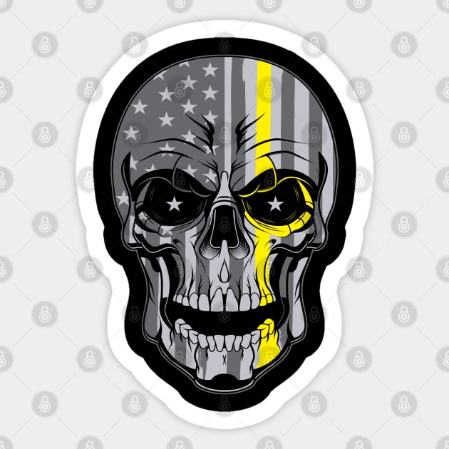 thin yellow line flag skull Sticker by Jandjprints